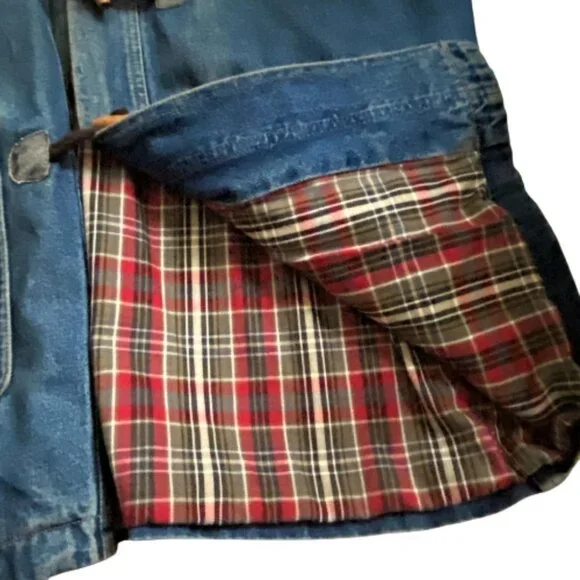 Vintage Liz Claiborne Liz Wear Women's Denim Toggle Closure Flannel Lined Jacket - Picture 15 of 16